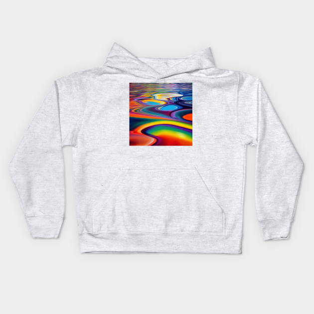 Liquid Colors Flowing Infinitely - Heavy Texture Swirling Thick Wet Paint - Abstract Inspirational Rainbow Drips Kids Hoodie by JensenArtCo